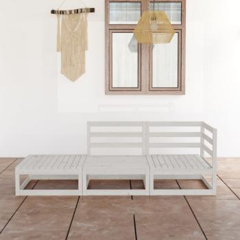 ARDEBO.de - 3-tlg. Garten-Lounge-Set Weiß Massivholz Kiefer