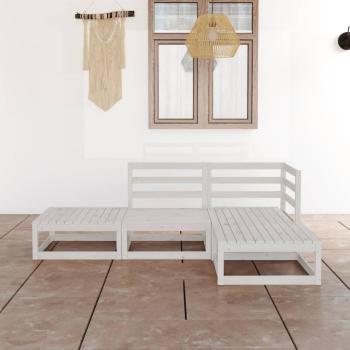 ARDEBO.de - 4-tlg. Garten-Lounge-Set Weiß Massivholz Kiefer