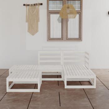 ARDEBO.de - 5-tlg. Garten-Lounge-Set Weiß Massivholz Kiefer