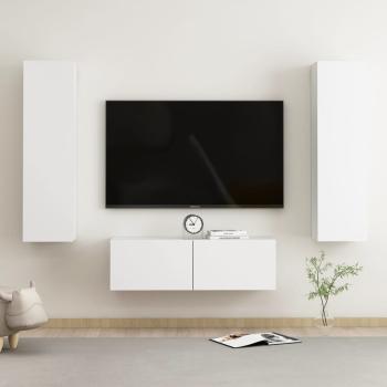 ARDEBO.de - 3-tlg. TV-Schrank-Set Weiß Holzwerkstoff
