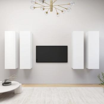 ARDEBO.de - TV-Schränke 4 Stk. Weiß 30,5x30x110 cm Holzwerkstoff