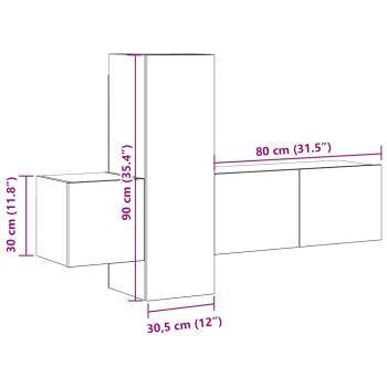 3-tlg. TV-Schrank-Set Sonoma-Eiche Holzwerkstoff
