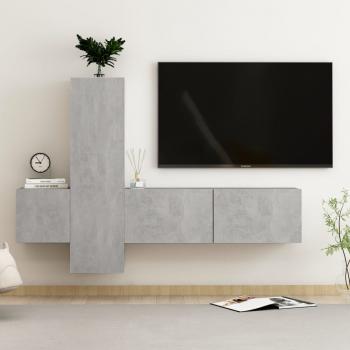 ARDEBO.de - 3-tlg. TV-Schrank-Set Betongrau Holzwerkstoff