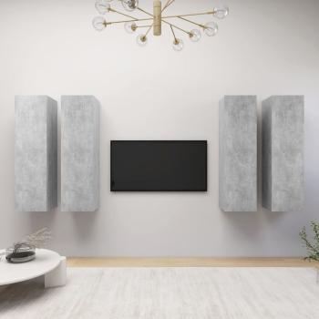ARDEBO.de - TV-Schränke 4 Stk. Betongrau 30,5x30x110 cm Holzwerkstoff
