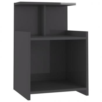 ARDEBO.de - Nachttisch Hochglanz-Grau 40x35x60 cm Holzwerkstoff