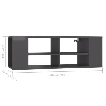 ARDEBO.de - TV-Wandschrank Grau 102x35x35 cm Holzwerkstoff