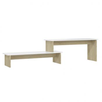 ARDEBO.de - TV-Schrank Sonoma-Eiche Weiß 180x30x43 cm Holzwerkstoff
