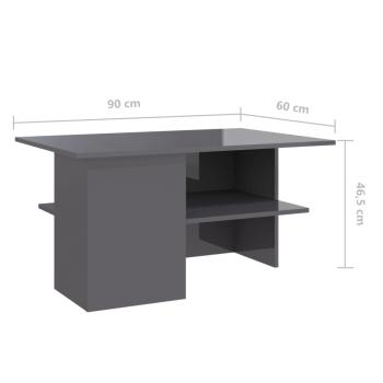 ARDEBO.de - Couchtisch Hochglanz-Grau 90x60x46,5 cm Holzwerkstoff
