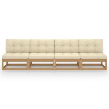 4-Sitzer-Gartensofa mit Kissen Kiefer Massivholz