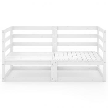 Gartensofa 2-Sitzer Weiß Massivholz Kiefer