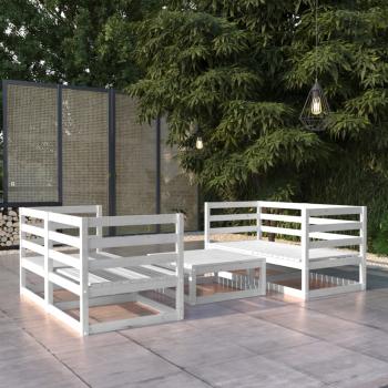 ARDEBO.de - 5-tlg. Garten-Lounge-Set Weiß Kiefer Massivholz