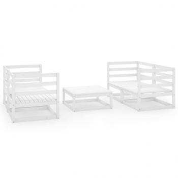 5-tlg. Garten-Lounge-Set Weiß Kiefer Massivholz