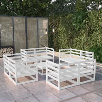 ARDEBO.de - 9-tlg. Garten-Lounge-Set Weiß Kiefer Massivholz