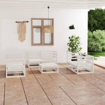 ARDEBO.de - 7-tlg. Garten-Lounge-Set Weiß Massivholz Kiefer