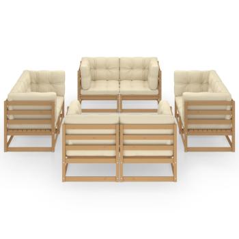8-tlg. Garten-Lounge-Set mit Kissen Kiefer Massivholz