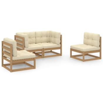 4-tlg. Garten-Lounge-Set mit Kissen Kiefer Massivholz