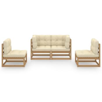 4-tlg. Garten-Lounge-Set mit Kissen Kiefer Massivholz