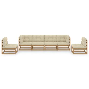 6-tlg. Garten-Lounge-Set mit Kissen Kiefer Massivholz