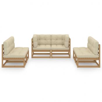 6-tlg. Garten-Lounge-Set mit Kissen Kiefer Massivholz