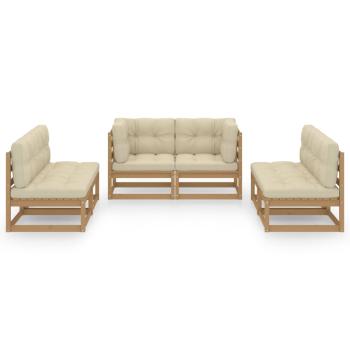 6-tlg. Garten-Lounge-Set mit Kissen Kiefer Massivholz