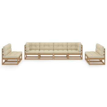 8-tlg. Garten-Lounge-Set mit Kissen Kiefer Massivholz