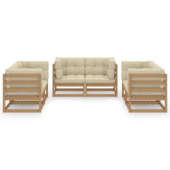 6-tlg. Garten-Lounge-Set mit Kissen Kiefer Massivholz