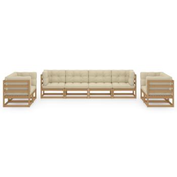 8-tlg. Garten-Lounge-Set mit Kissen Kiefer Massivholz