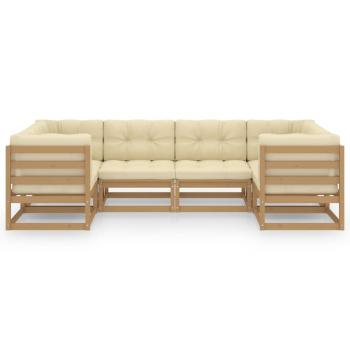 6-tlg Garten-Lounge-Set mit Kissen Honigbraun Massivholz Kiefer