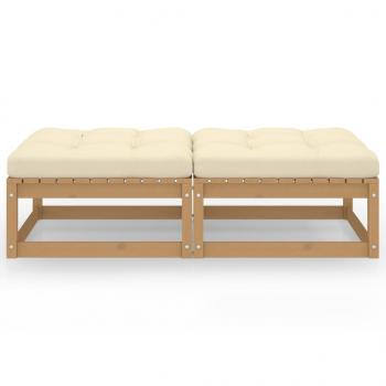 Garten-Fußhocker mit Kissen 2 Stk. Massivholz Kiefer