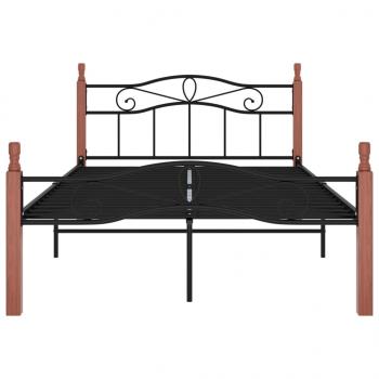 Bettgestell Schwarz Metall und Massivholz Eiche 120x200 cm