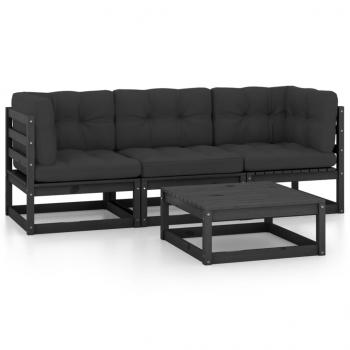 ARDEBO.de - 4-tlg. Garten-Lounge-Set mit Kissen Kiefer Massivholz