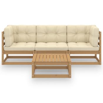 4-tlg. Garten-Lounge-Set mit Kissen Kiefer Massivholz