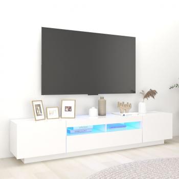 ARDEBO.de - TV-Schrank mit LED-Leuchten Weiß 200x35x40 cm