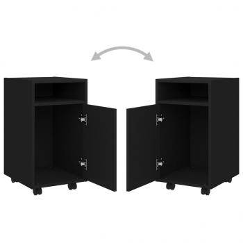 Beistellschrank mit Rollen Schwarz 33x38x60 cm Holzwerkstoff