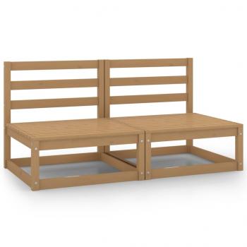 ARDEBO.de - Garten-Mittelsofas 2 Stk. Honigbraun Massivholz Kiefer