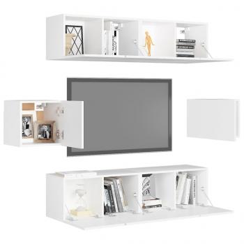 6-tlg. TV-Schrank-Set Weiß Holzwerkstoff