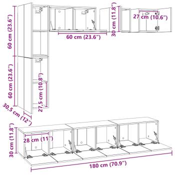 8-tlg. TV-Schrank-Set Weiß Holzwerkstoff