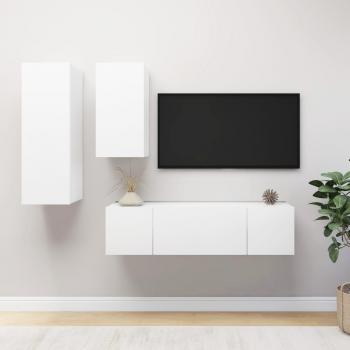 ARDEBO.de - 4-tlg. TV-Schrank-Set Weiß Holzwerkstoff