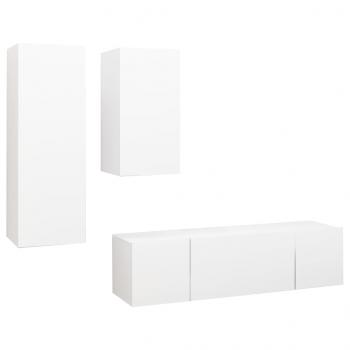 4-tlg. TV-Schrank-Set Weiß Holzwerkstoff