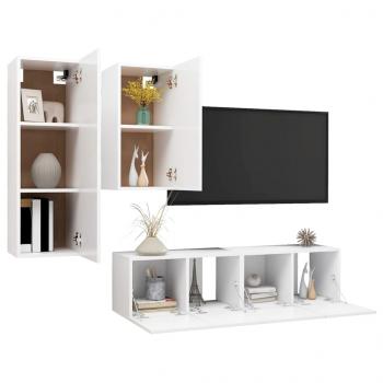 4-tlg. TV-Schrank-Set Weiß Holzwerkstoff