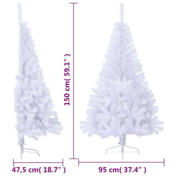 Künstlicher Halb-Weihnachtsbaum mit Ständer Weiß 150 cm PVC