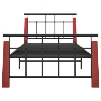 Bettgestell Metall und Massivholz Eiche 90x200 cm