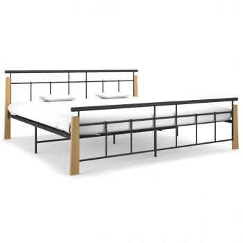 ARDEBO.de - Bettgestell Metall und Massivholz Eiche 200x200 cm