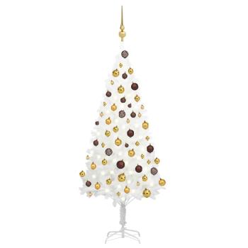 ARDEBO.de - Künstlicher Weihnachtsbaum mit Beleuchtung & Kugeln Weiß 120 cm