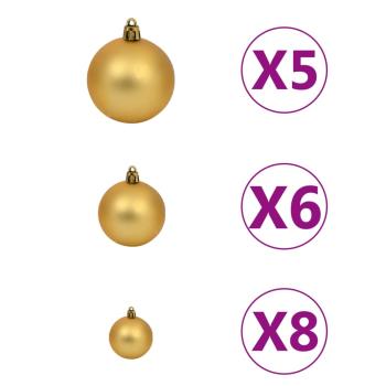 Künstlicher Weihnachtsbaum mit Beleuchtung & Kugeln Weiß 120 cm