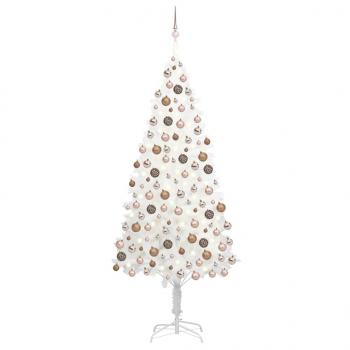 ARDEBO.de - Künstlicher Weihnachtsbaum mit Beleuchtung & Kugeln Weiß 210 cm