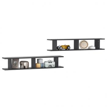 Wandregale 2 Stk. Grau 105x18x20 cm Holzwerkstoff