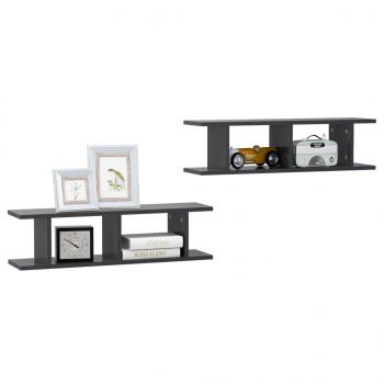 ARDEBO.de - Wandregale 2 Stk. Grau 75x18x20 cm Holzwerkstoff