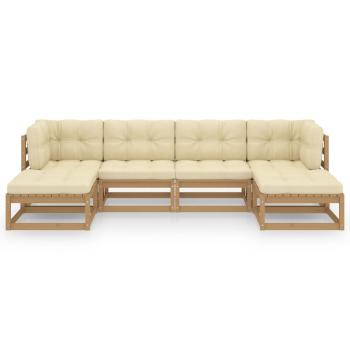 6-tlg Garten-Lounge-Set mit Kissen Honigbraun Massivholz Kiefer