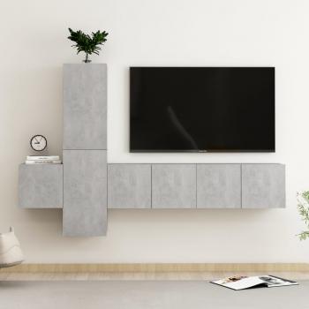 ARDEBO.de - 5-tlg. TV-Schrank-Set Betongrau Holzwerkstoff